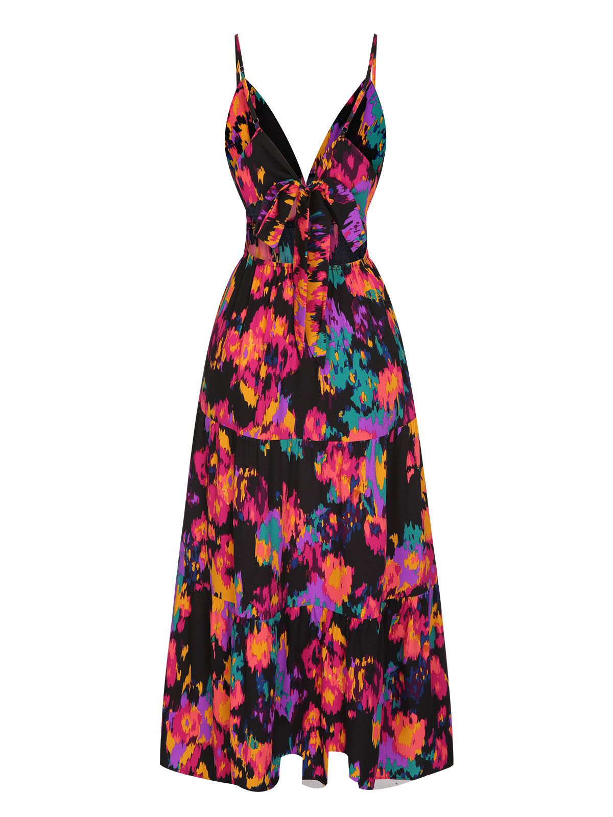 Multicolor Abstract Floral A-line Strap Dress