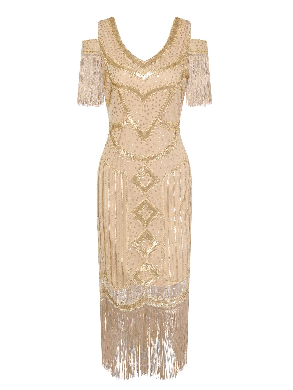 Sequin Beaded Tassel Gastby Dress