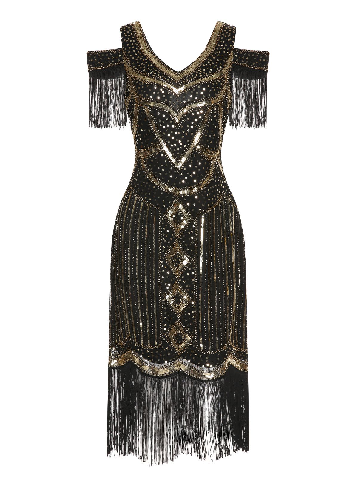 Sequin Beaded Tassel Gastby Dress