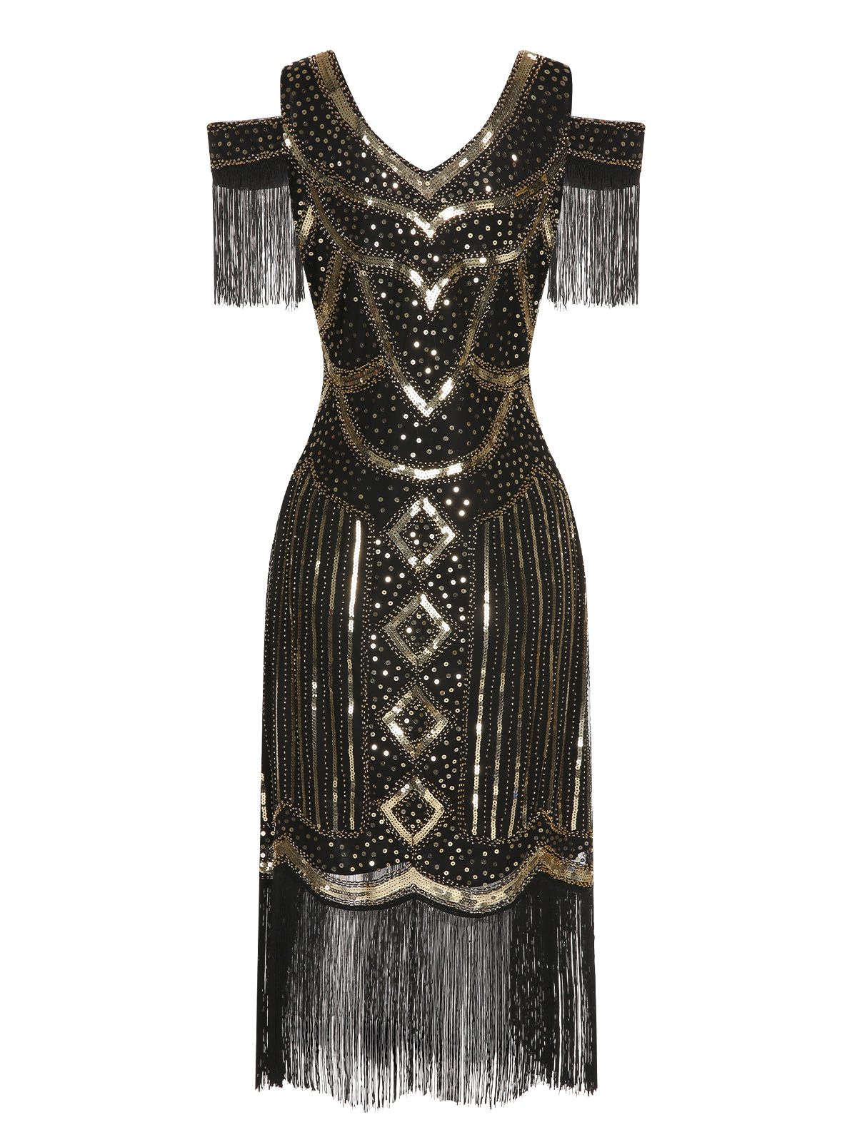 Sequin Beaded Tassel Gastby Dress