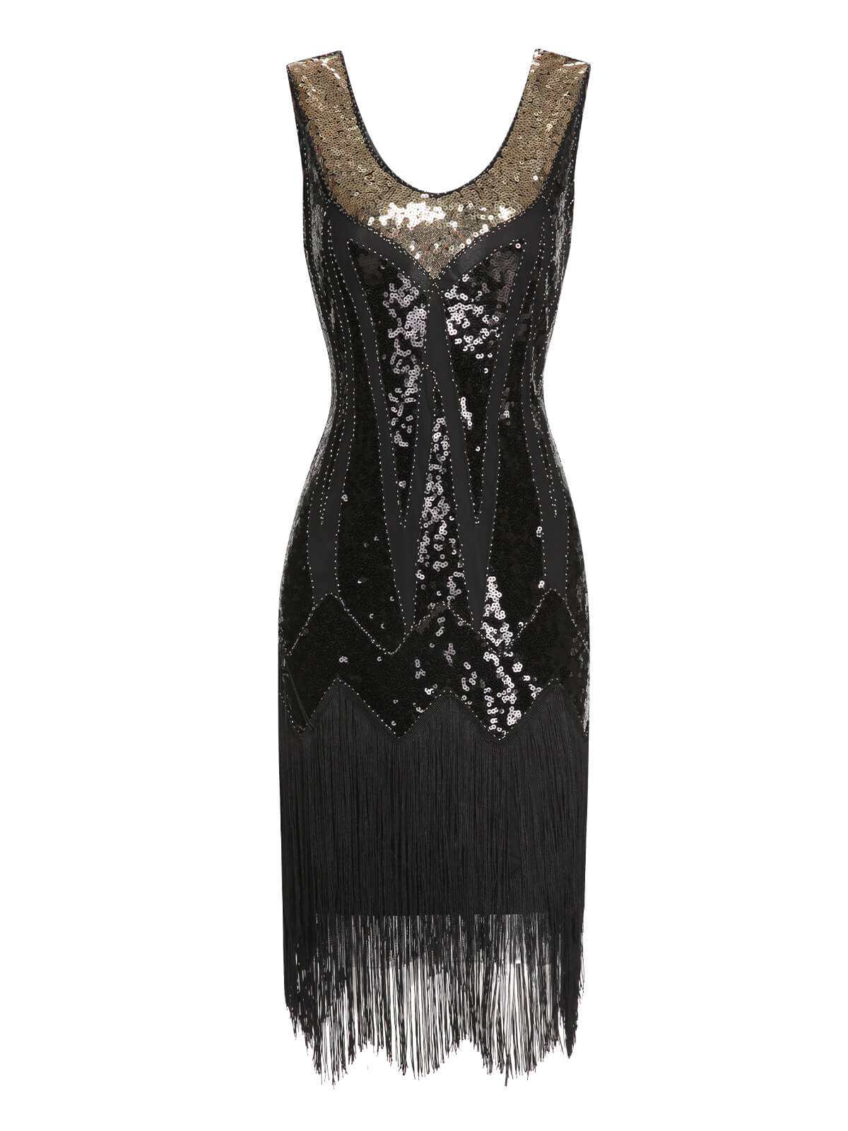 Sequined Tassel V-Neck Dress