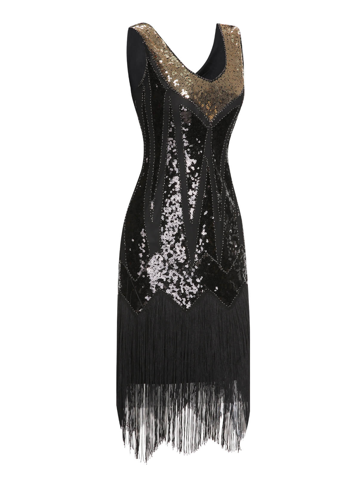 Sequined Tassel V-Neck Dress