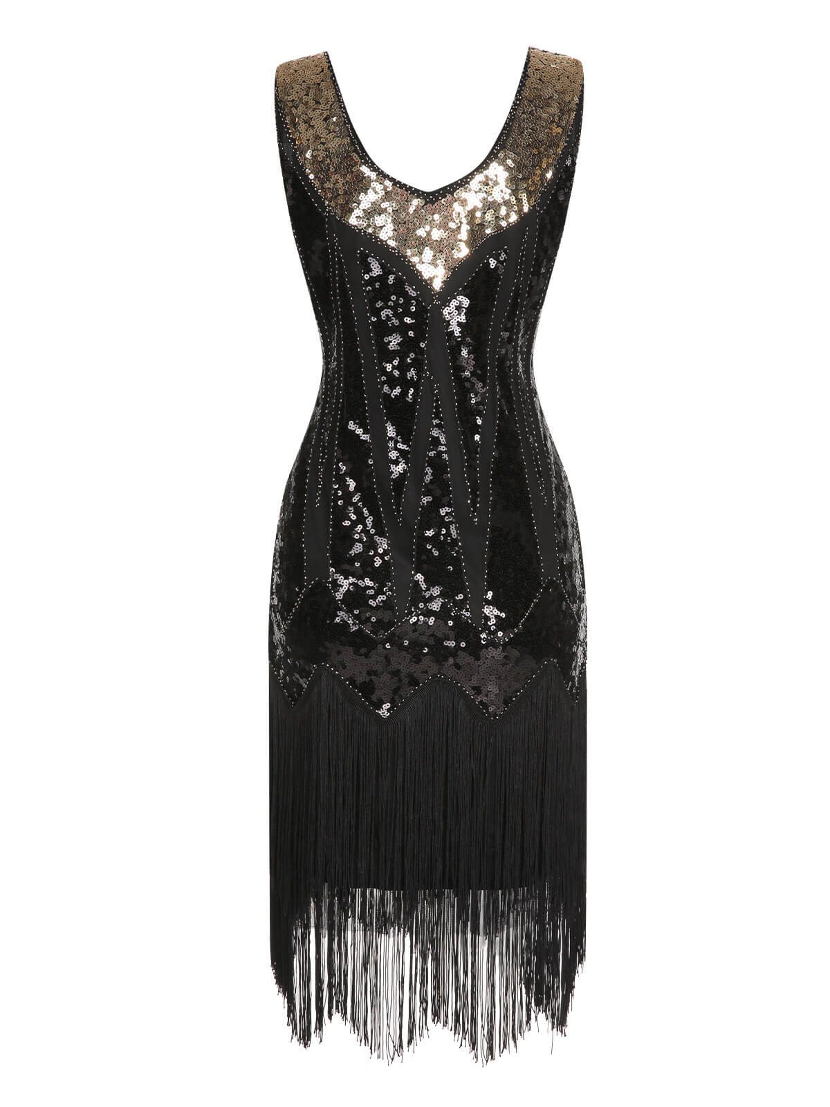 Sequined Tassel V-Neck Dress