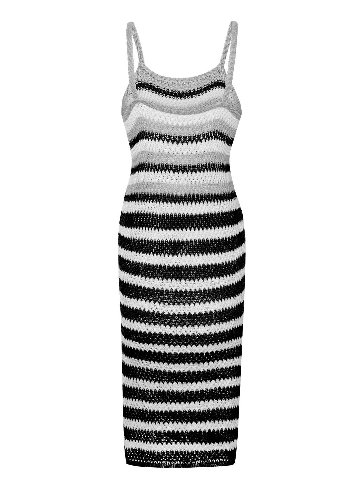 Striped Knitted Spaghetti Straps Dress