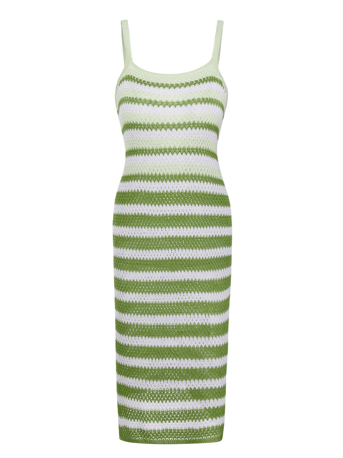 Striped Knitted Spaghetti Straps Dress