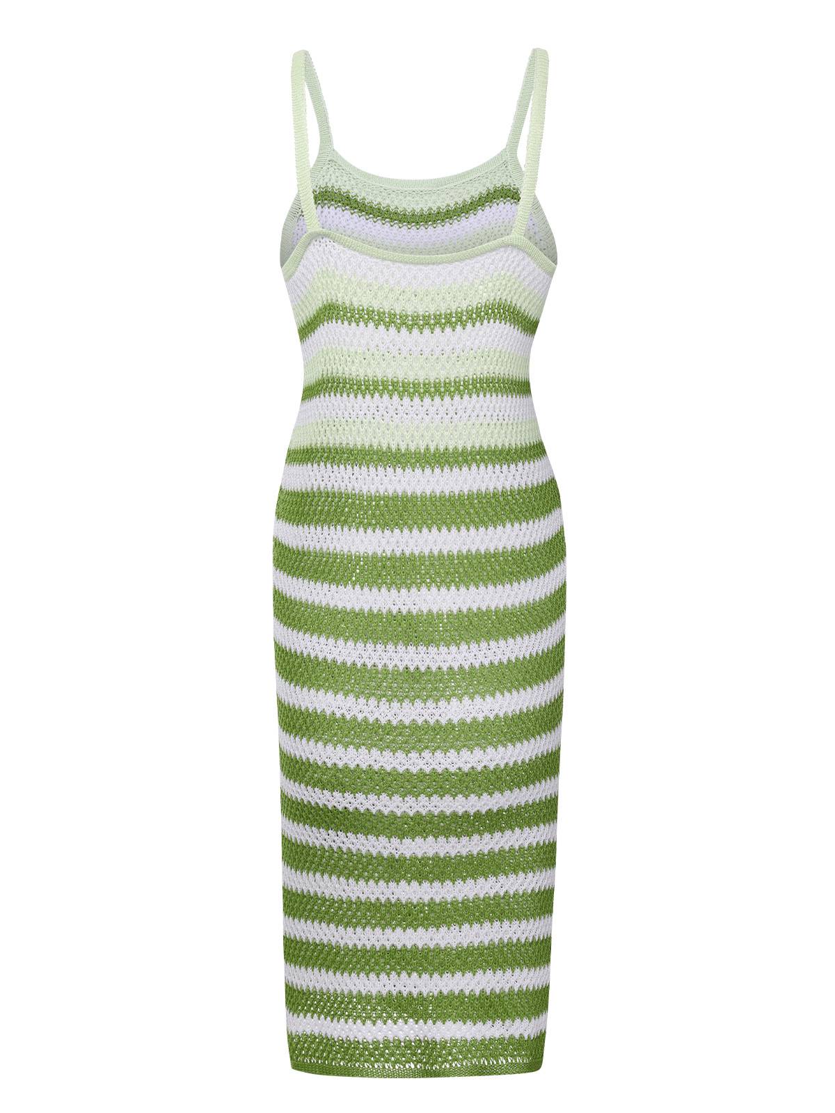 Striped Knitted Spaghetti Straps Dress