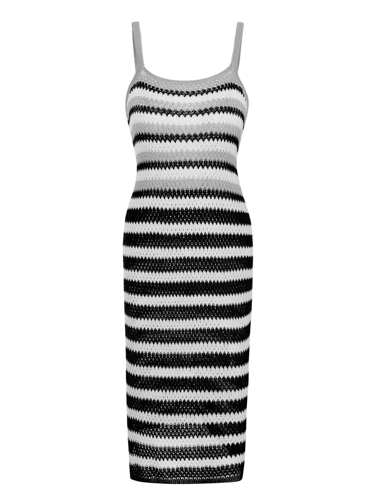 Striped Knitted Spaghetti Straps Dress