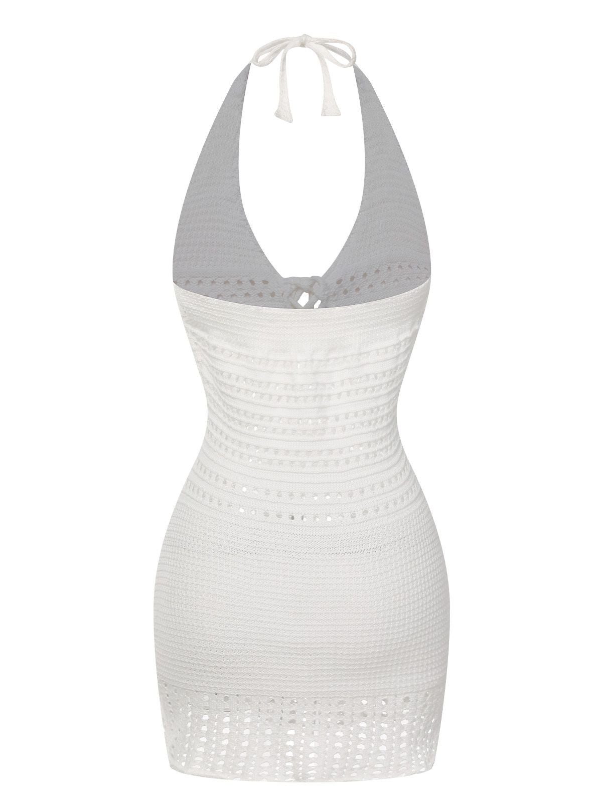 White  Cross Lacing Crochet Dress