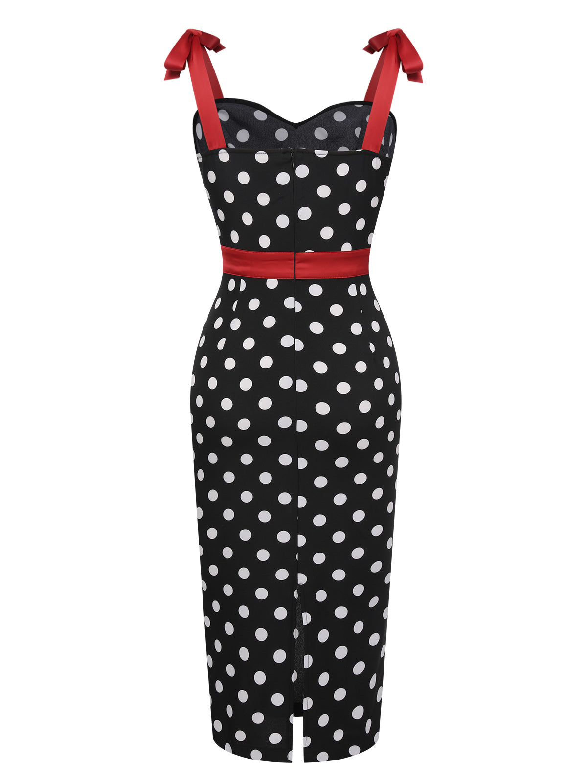 Black  Polka Dot Bow Pencil Dress