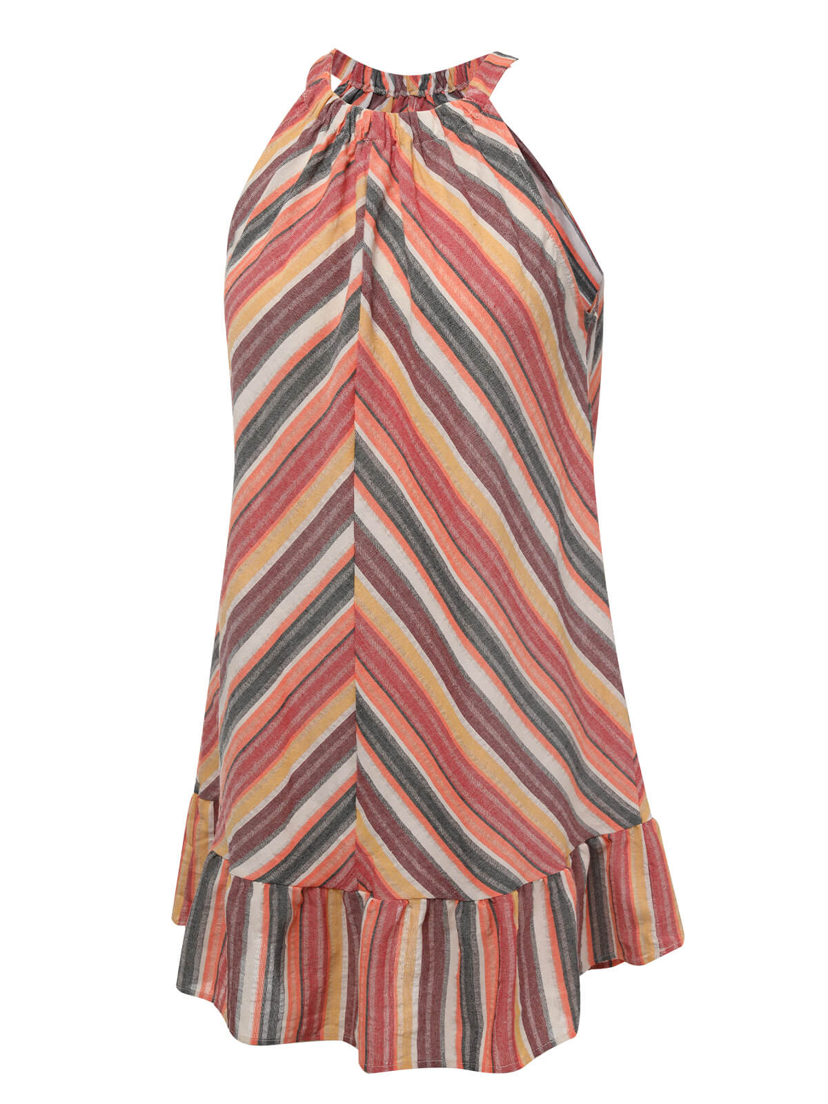 Round Halter Antique Stripe Dress