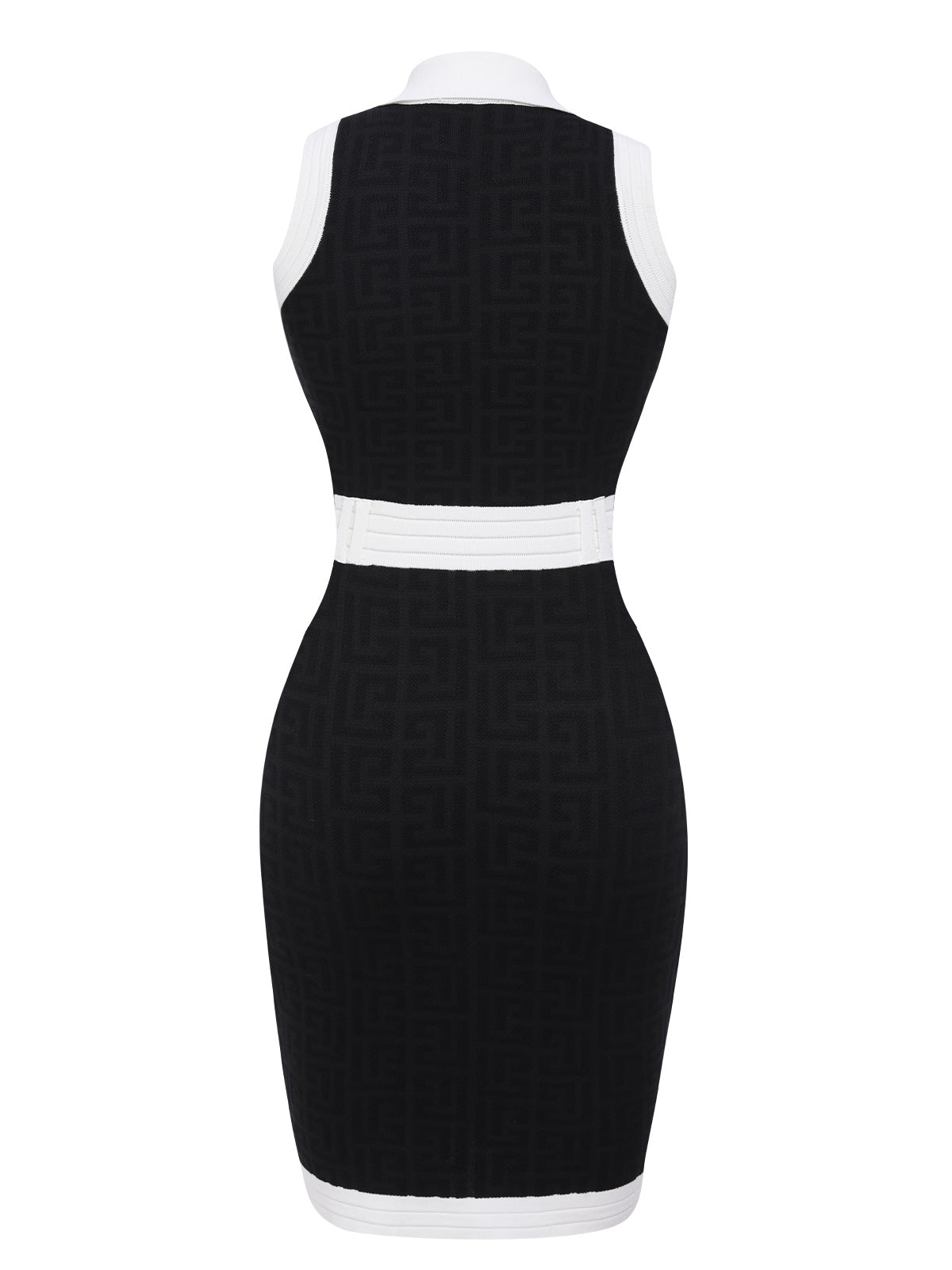 Black  Knitted Lapel Patchwork Dress