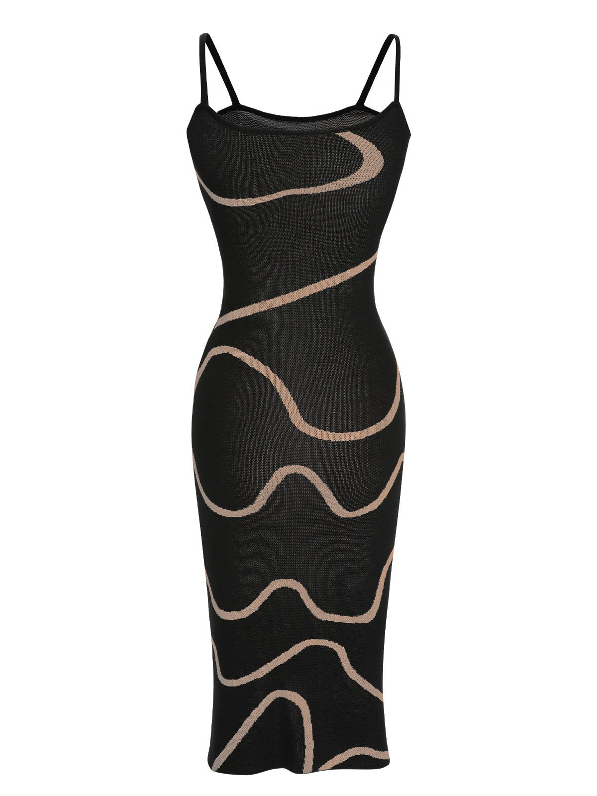 Black  Knit Spaghetti Straps Bodycon Dress