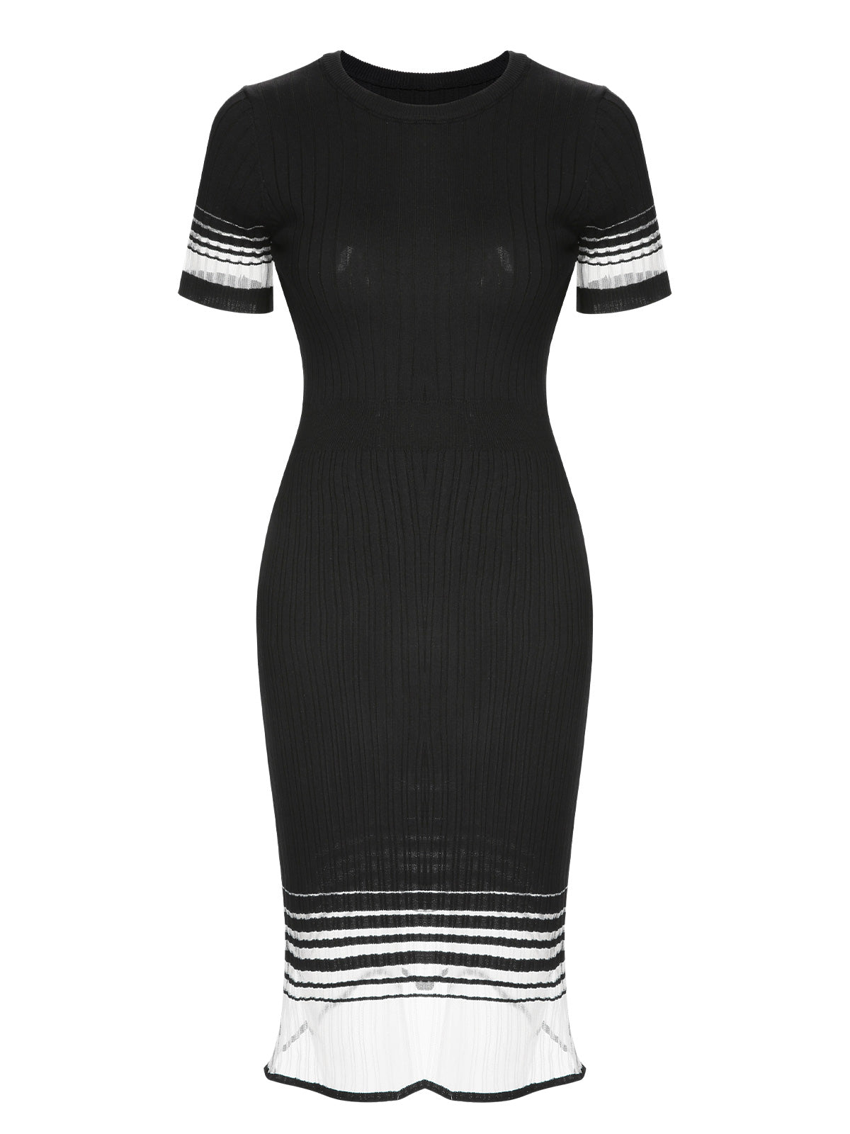 Black Gradient Stripes Knitted Dress