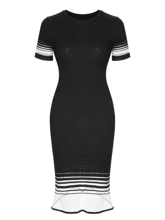 Black Gradient Stripes Knitted Dress