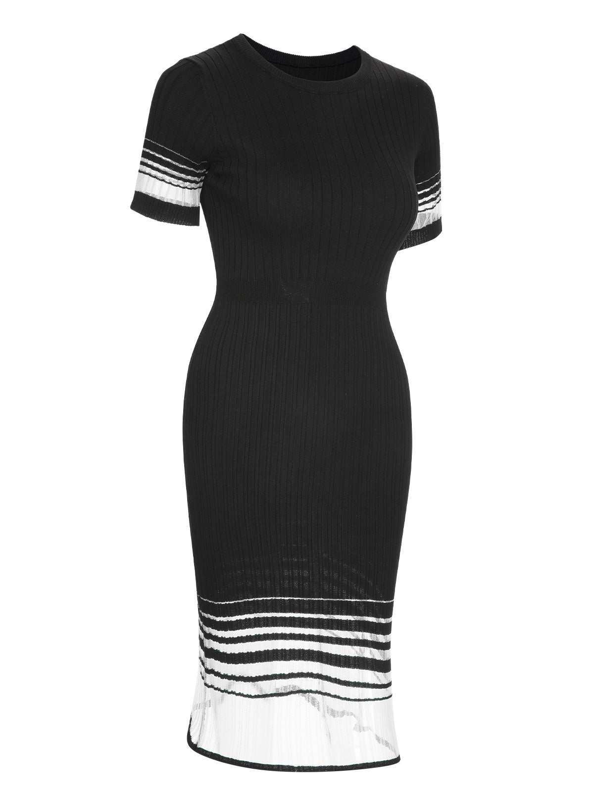 Black Gradient Stripes Knitted Dress