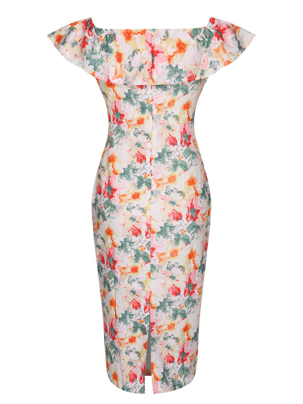 Off- Shoulder Ruffles Floral Bodycon Dress