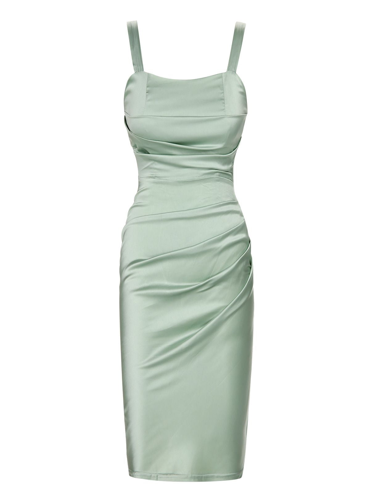 Bright Green  Solid Wrinkle Dress