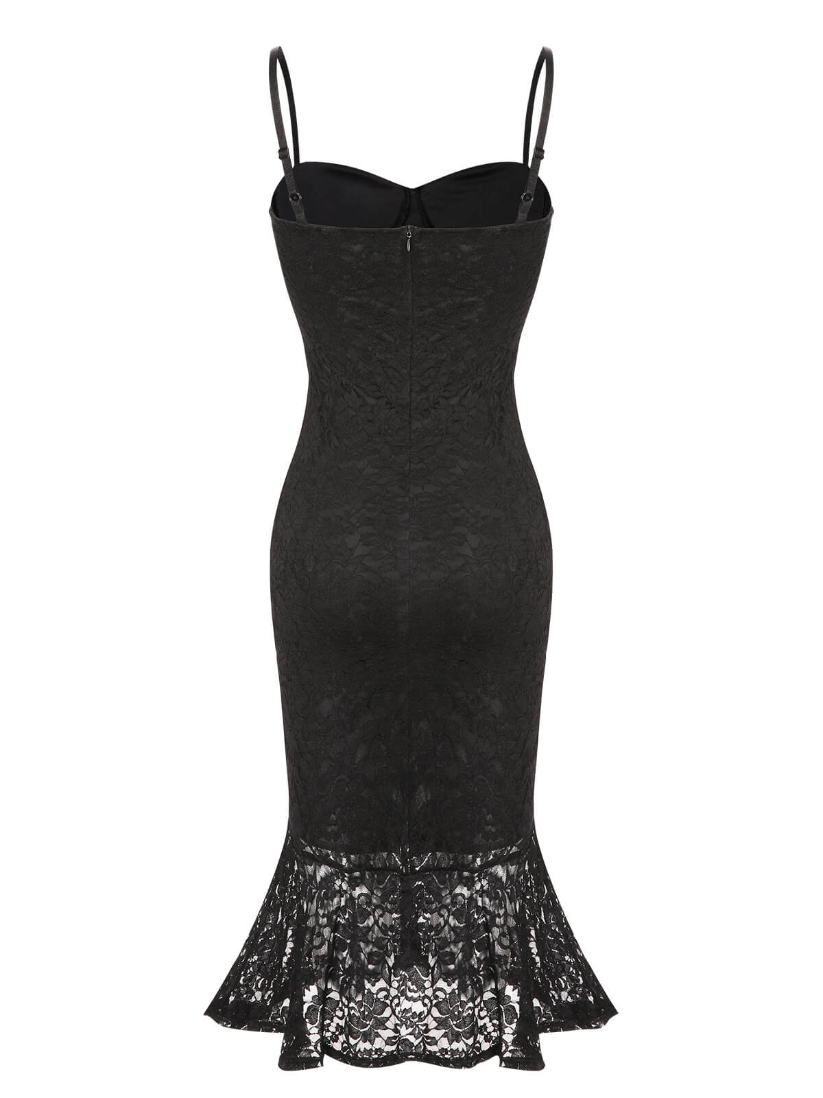 Black Lace Spaghetti Strap Mermaid Dress