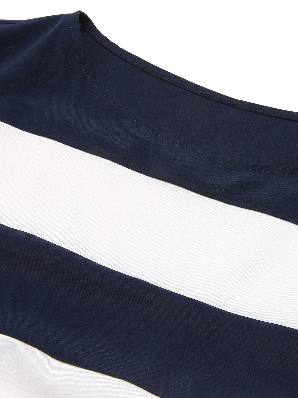 Dark Blue Boat Neck Stripe Dress