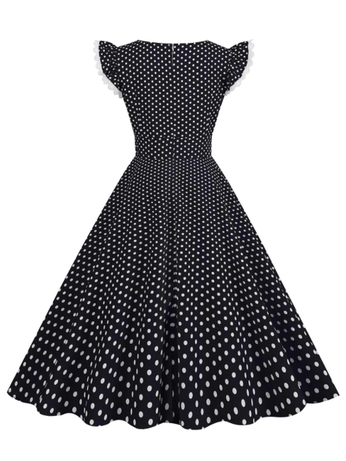 Black Polka Dots Ruffles Dress