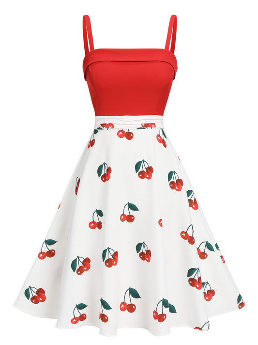 Red Cherry Spaghetti Strap Dress