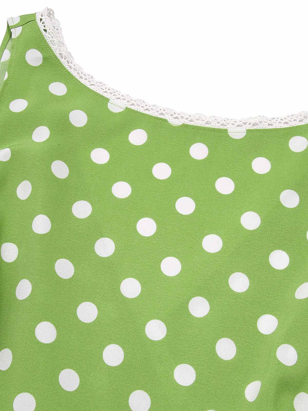 Green Polka Dot Lace Binding Dress