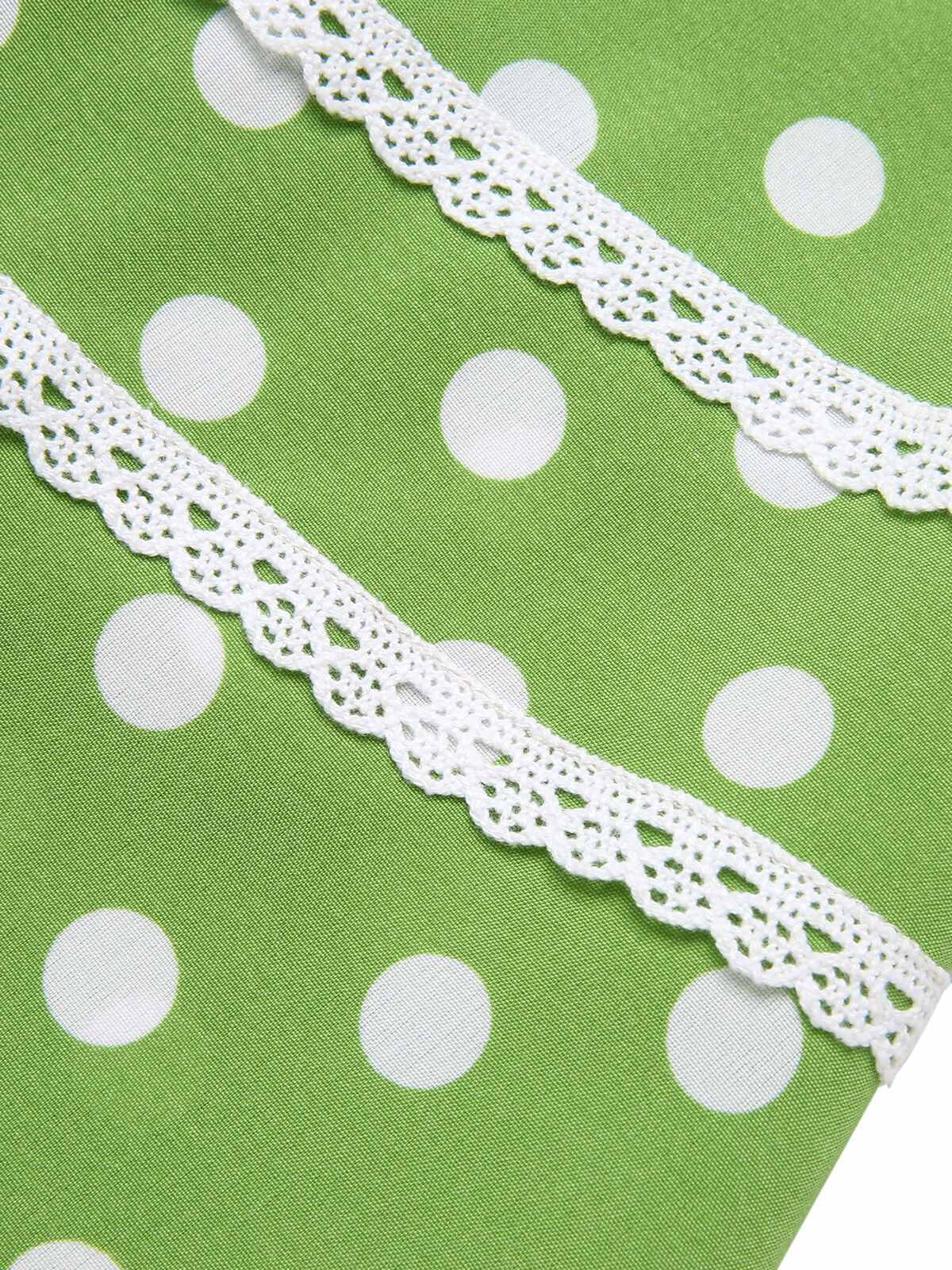 Green Polka Dot Lace Binding Dress