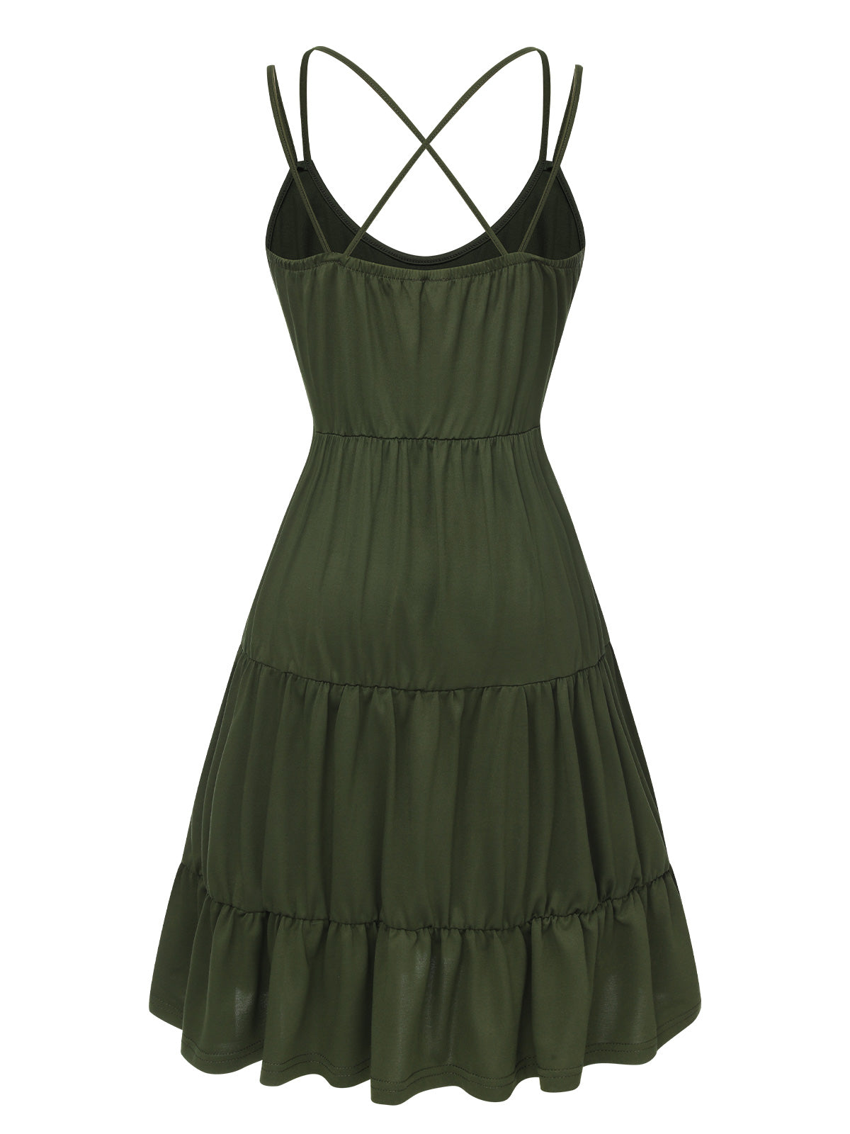 Dark Green Solid Suspender Cake Dress