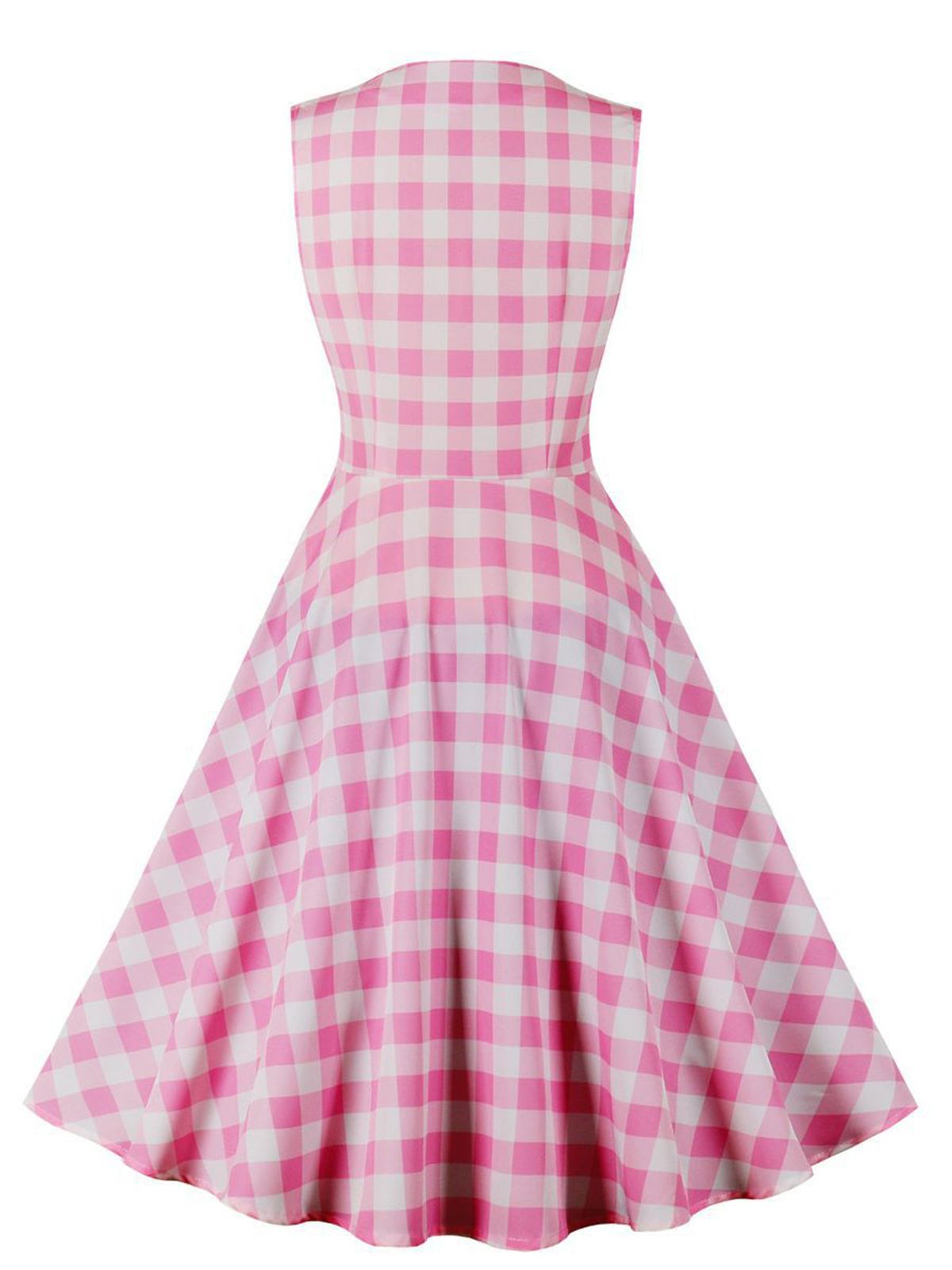 Pink Gingham Plaid Sleeveless Dress