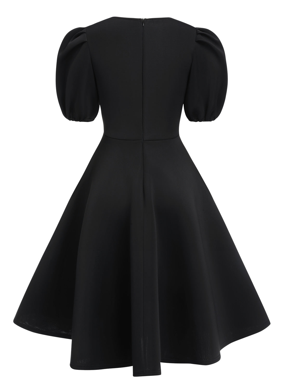 Round Neck Puff Sleeve A-Line Dress