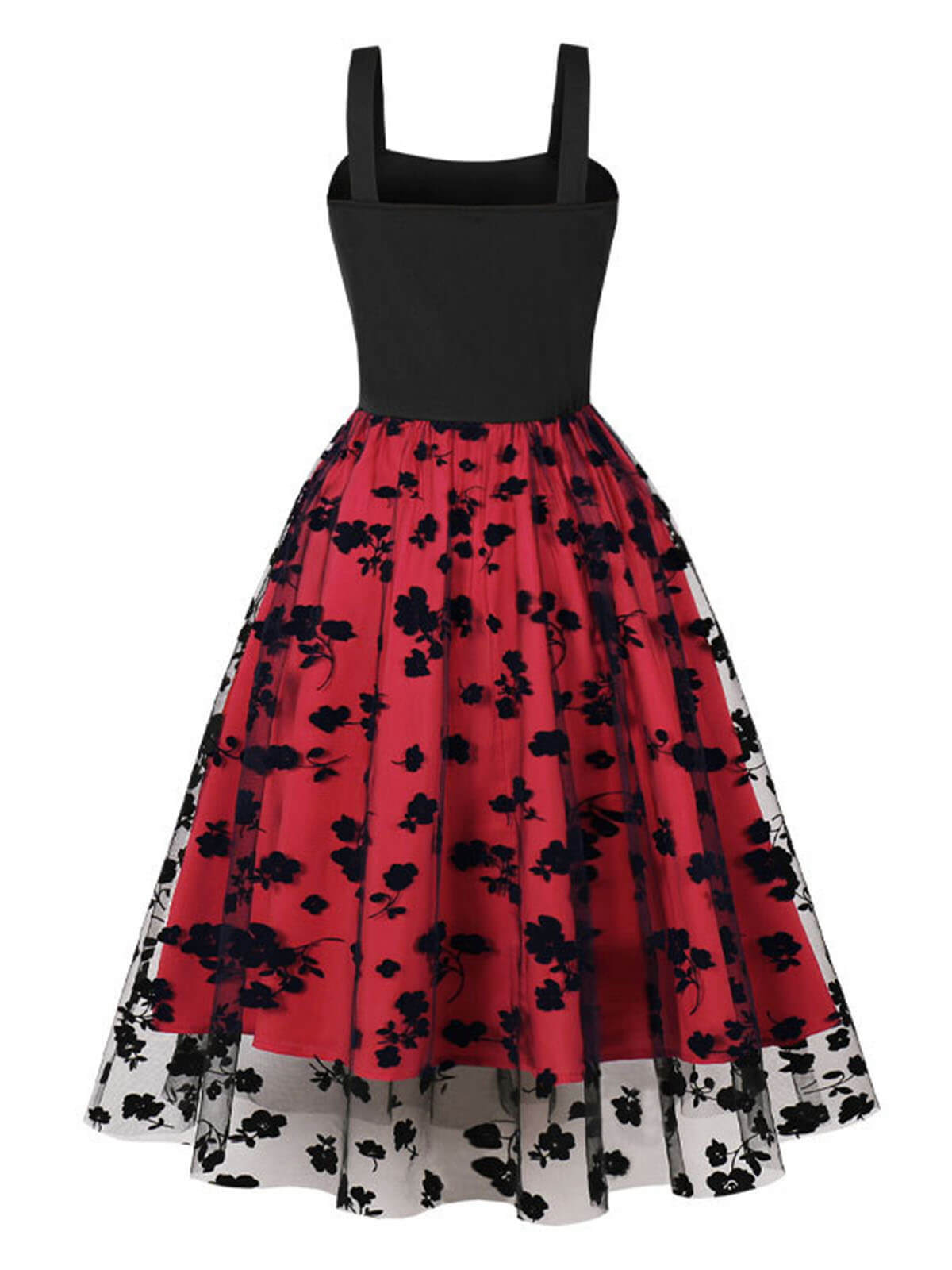 Floral Flocked Mesh Swing Dress