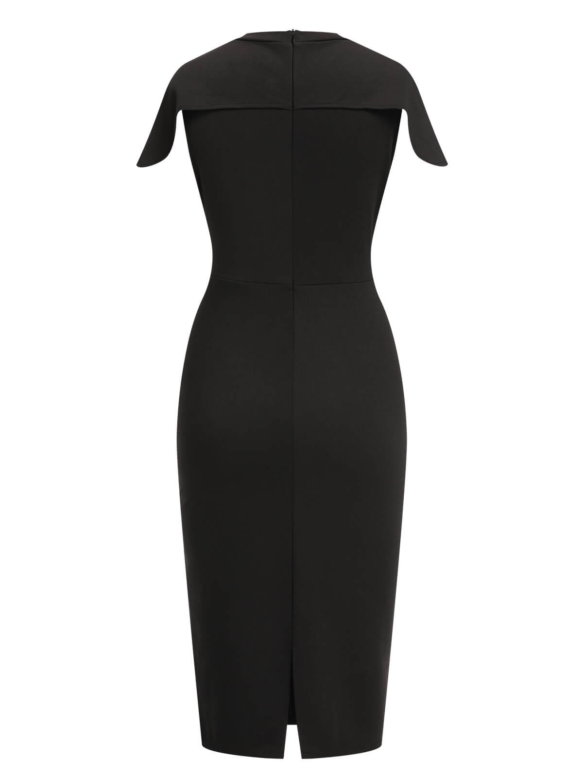 Solid Cap Sleeved Pencil Dress