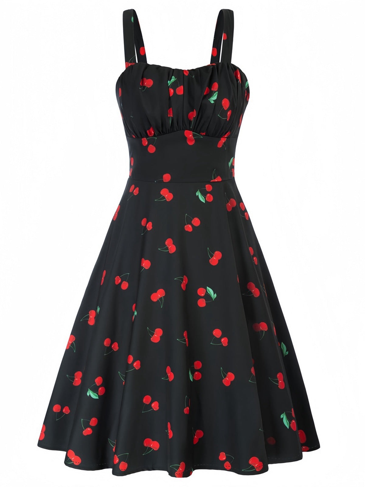 Botanical Print Strap High Waist Dress