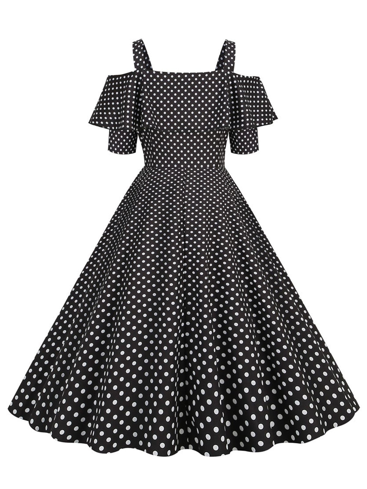 Cold Shoulder Polka Dots Dress