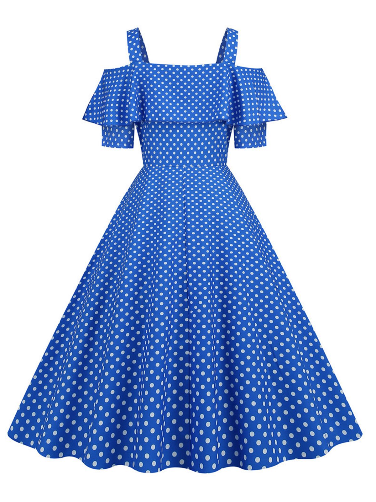 Cold Shoulder Polka Dots Dress