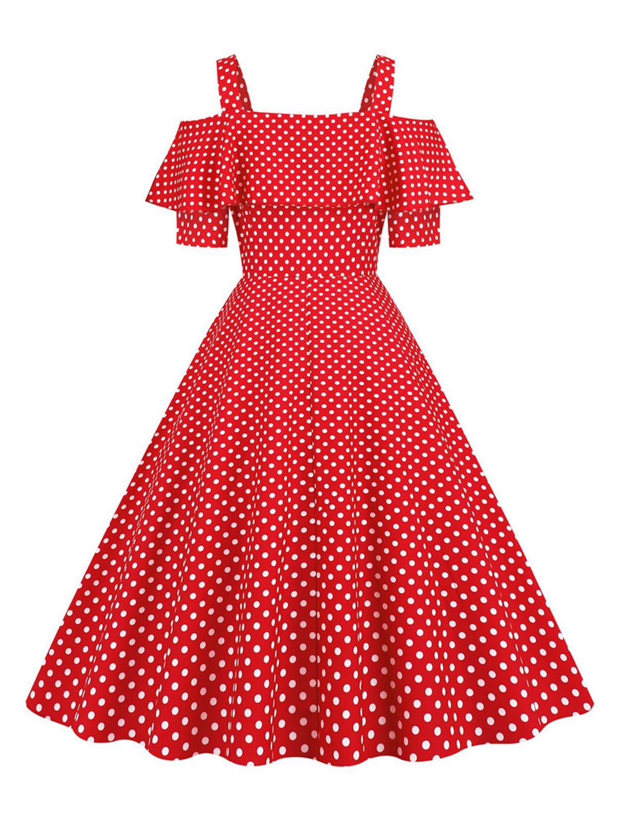 Cold Shoulder Polka Dots Dress