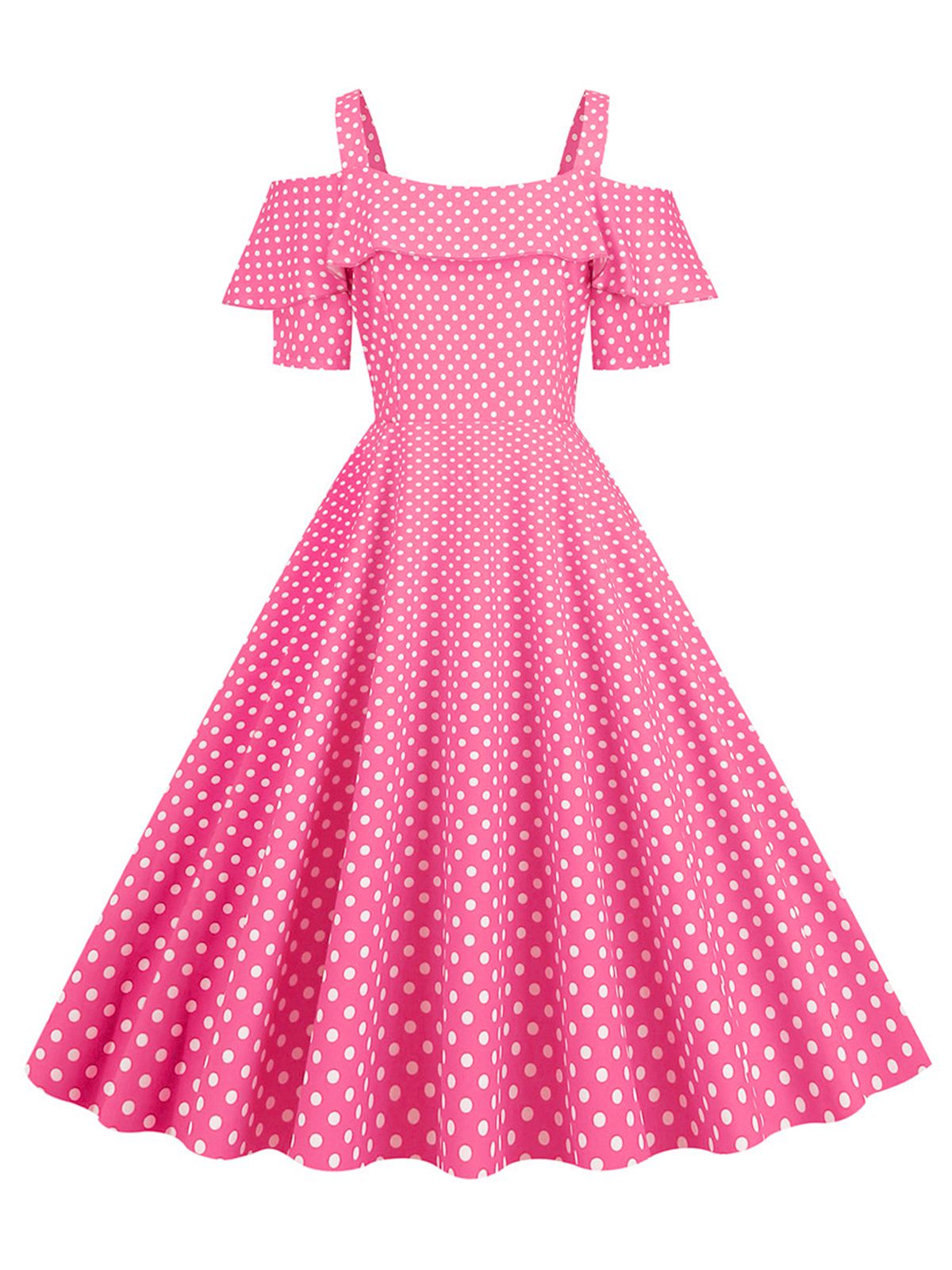 Cold Shoulder Polka Dots Dress