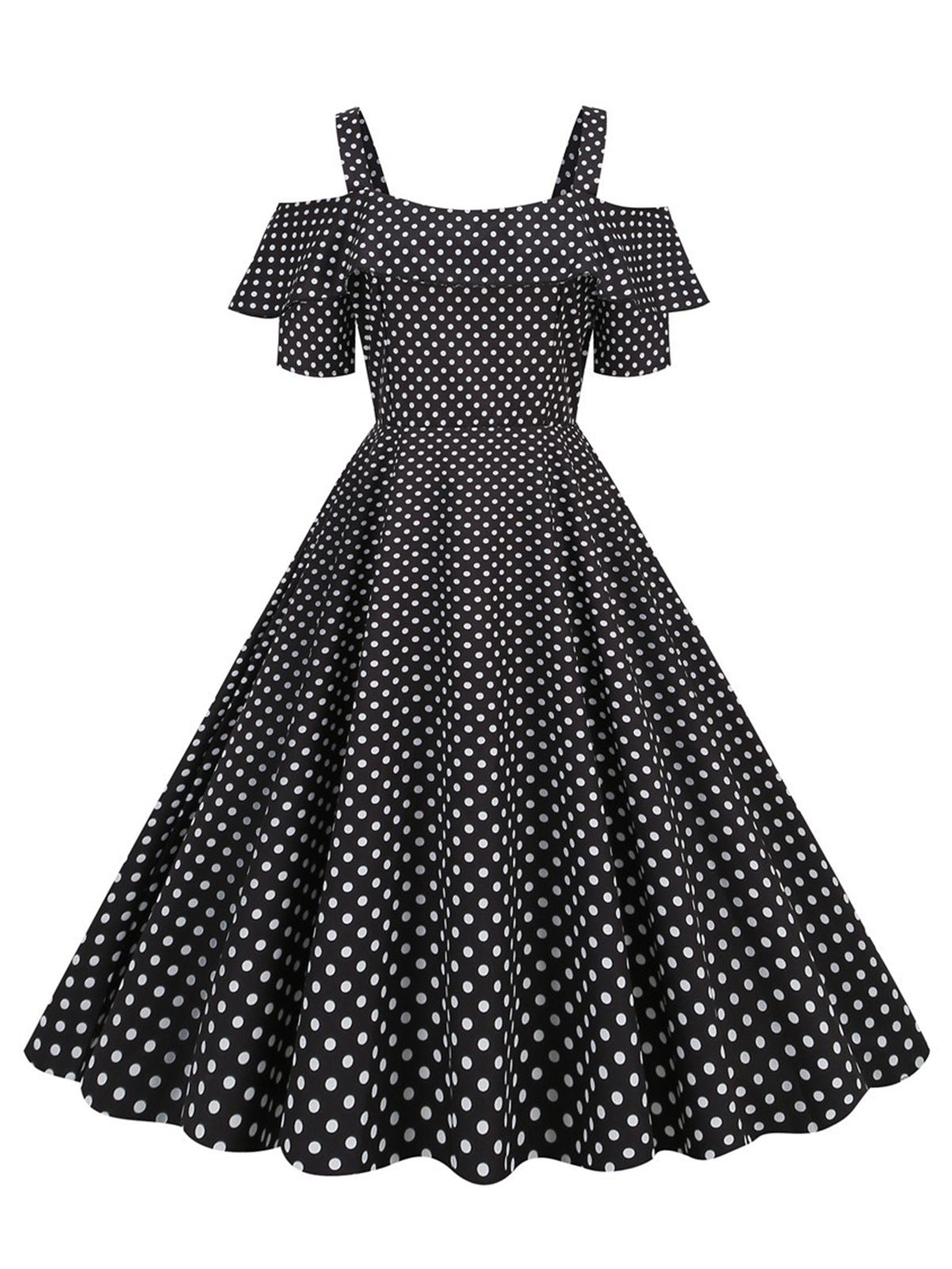 Cold Shoulder Polka Dots Dress