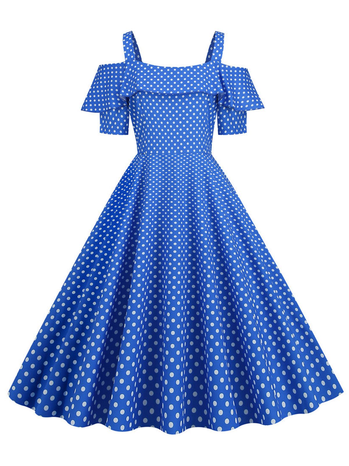 Cold Shoulder Polka Dots Dress