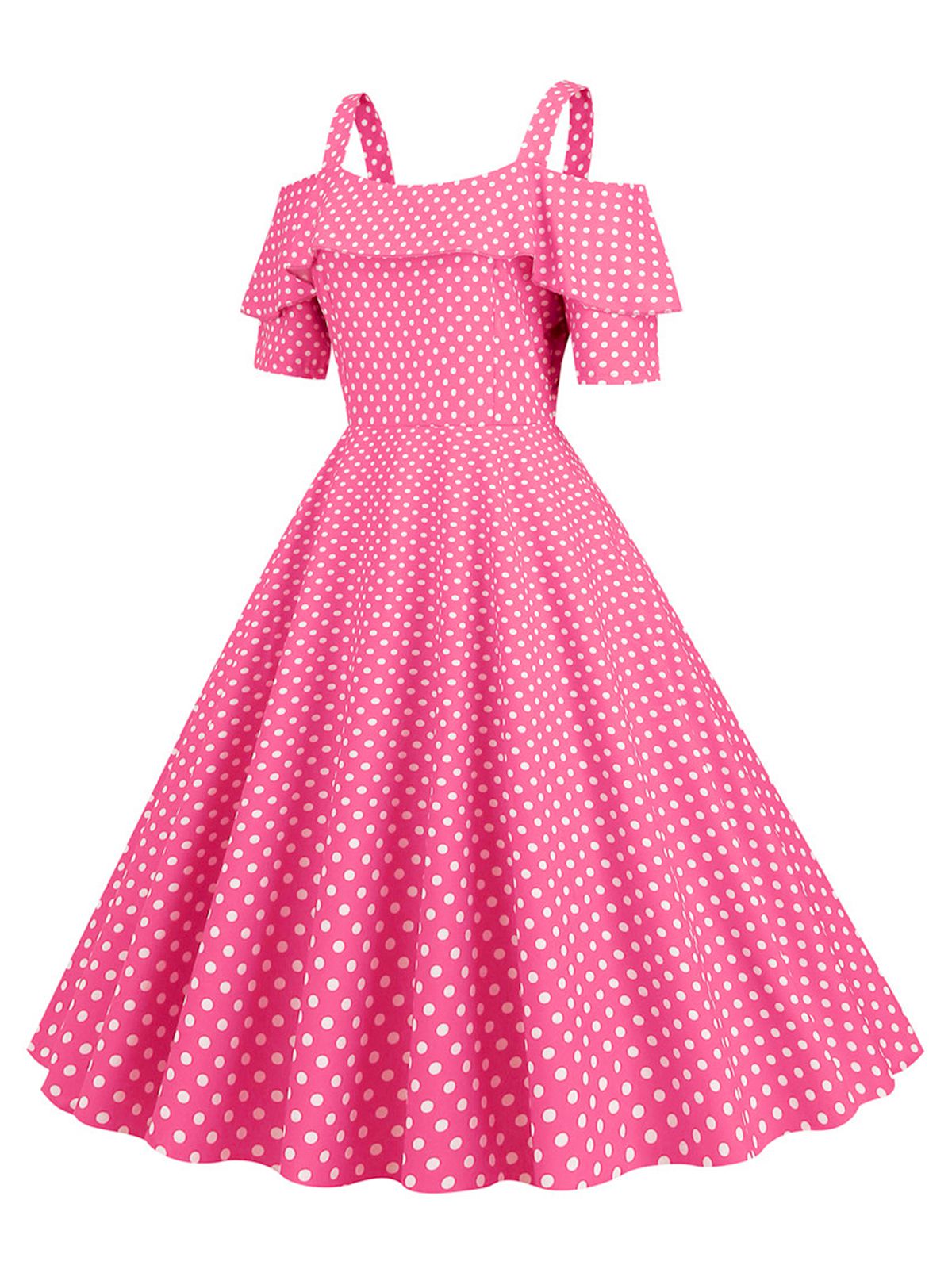 Cold Shoulder Polka Dots Dress