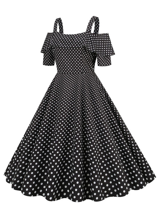 Cold Shoulder Polka Dots Dress