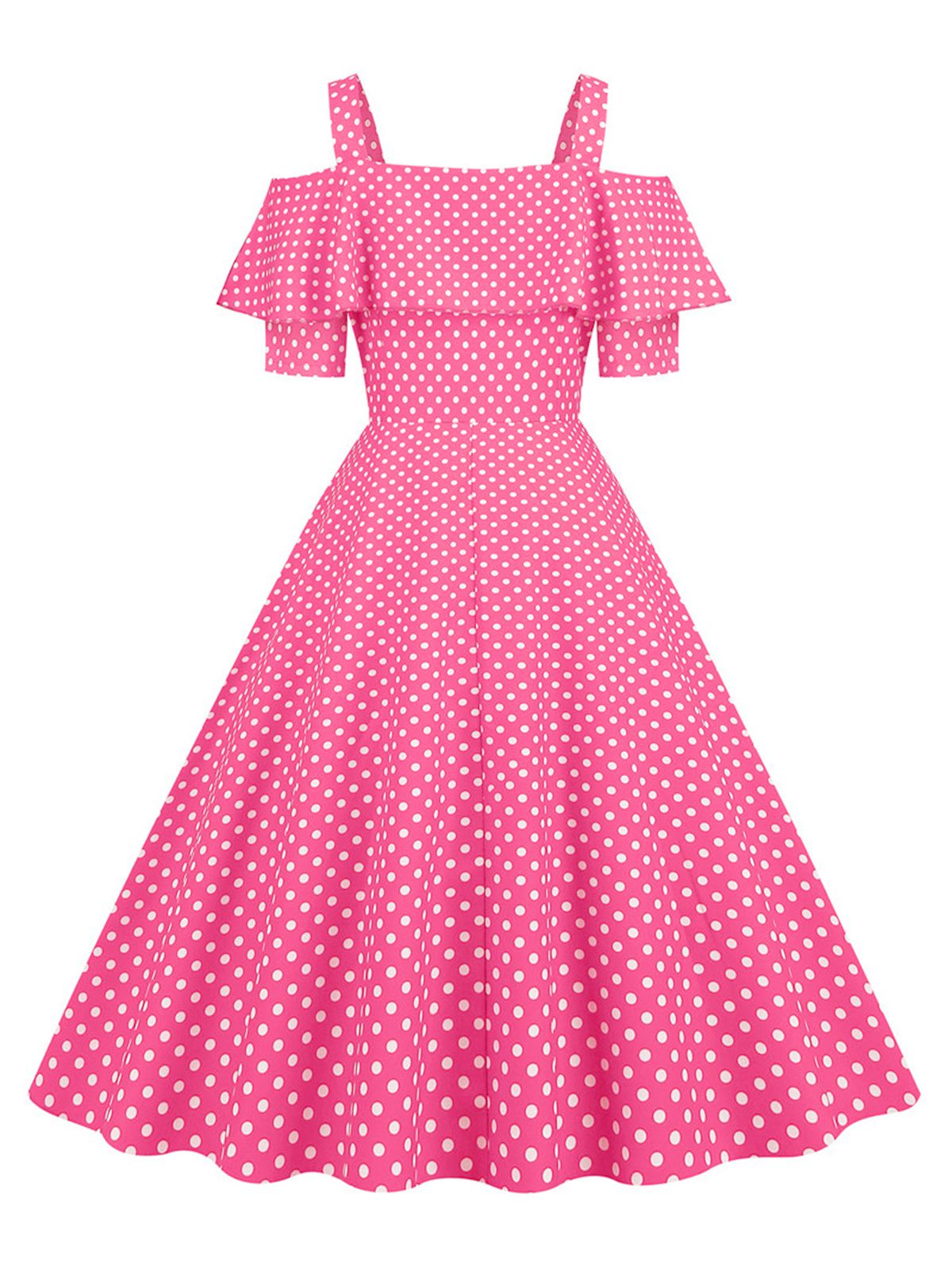 Cold Shoulder Polka Dots Dress