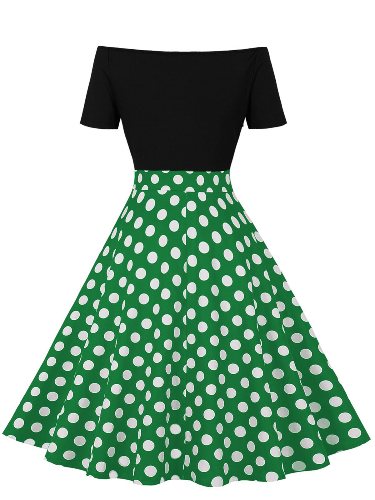 Polka Dot Patchwork Short Sleeves Dress