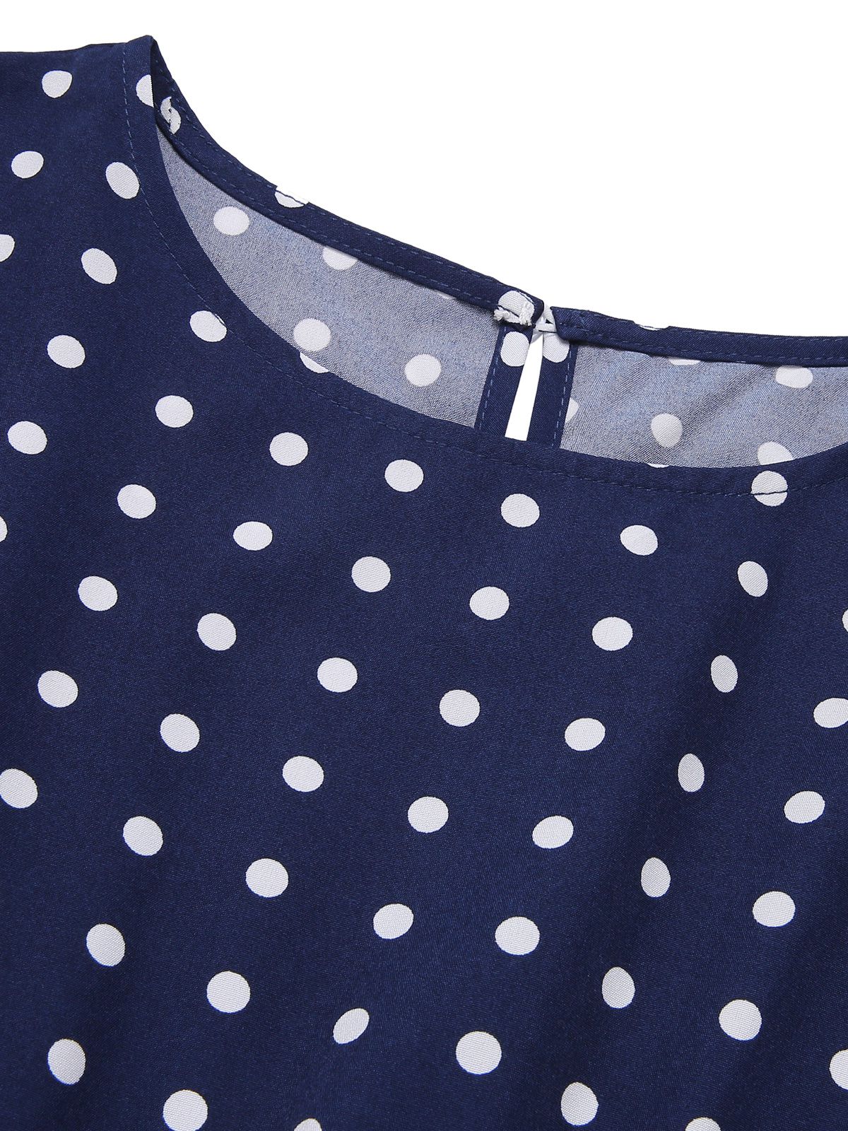 Royal Blue Polka Dots Belt Cap Dress