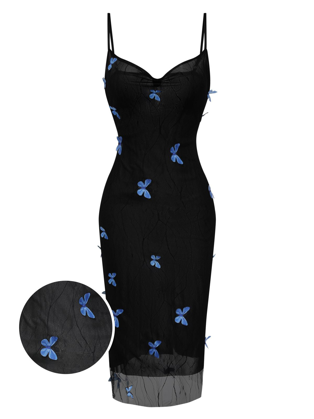 Black Butterfly Mesh Strap Dress