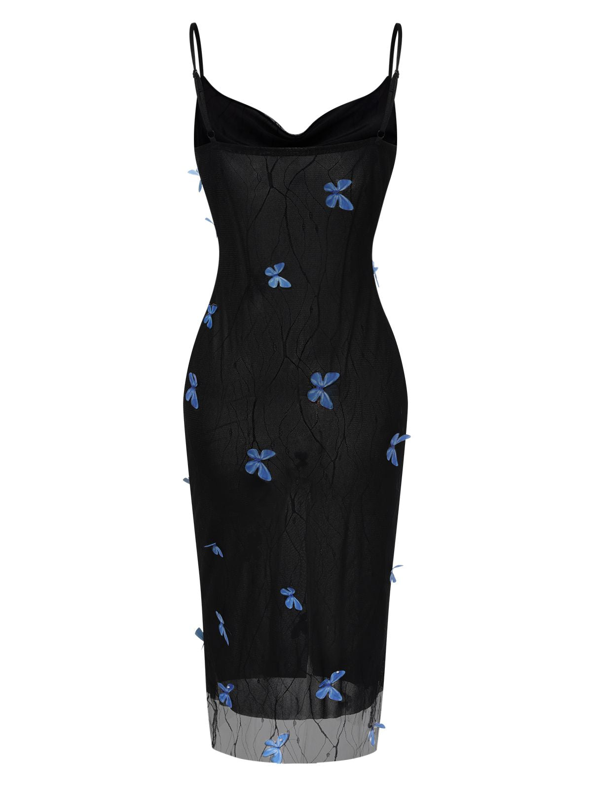 Black Butterfly Mesh Strap Dress