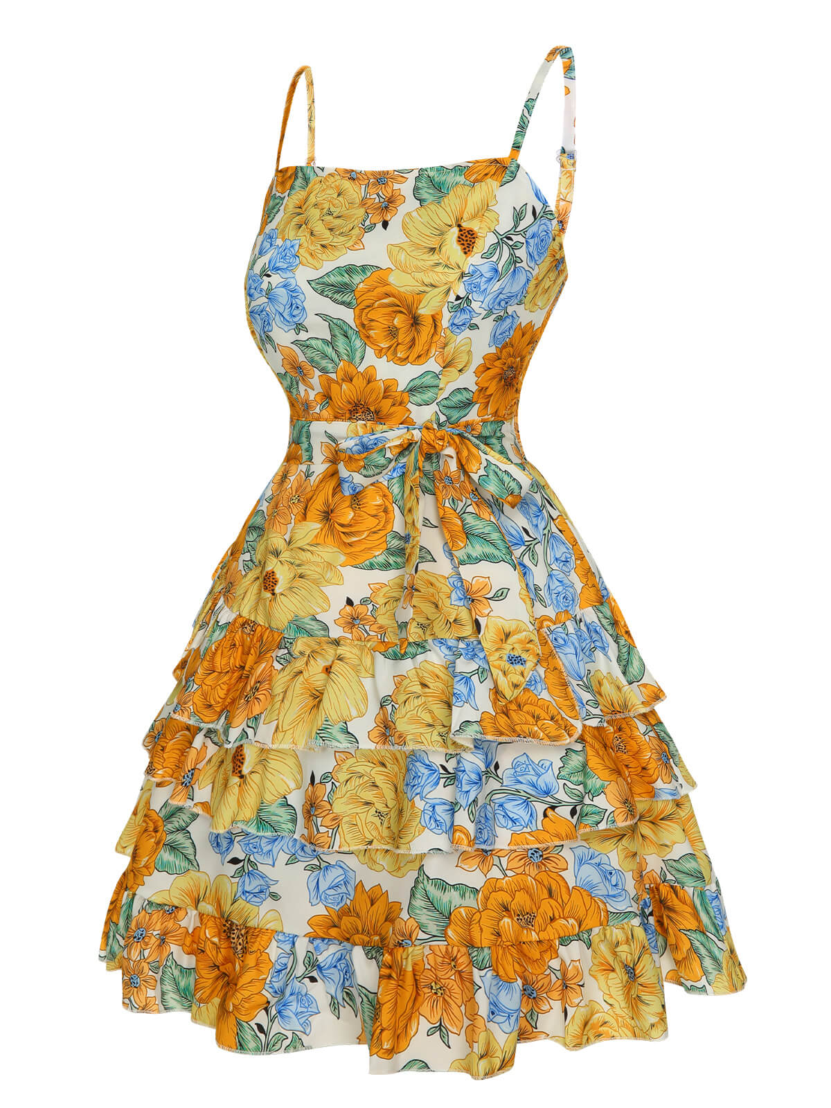 Multicolor Floral Layered Strap Dress