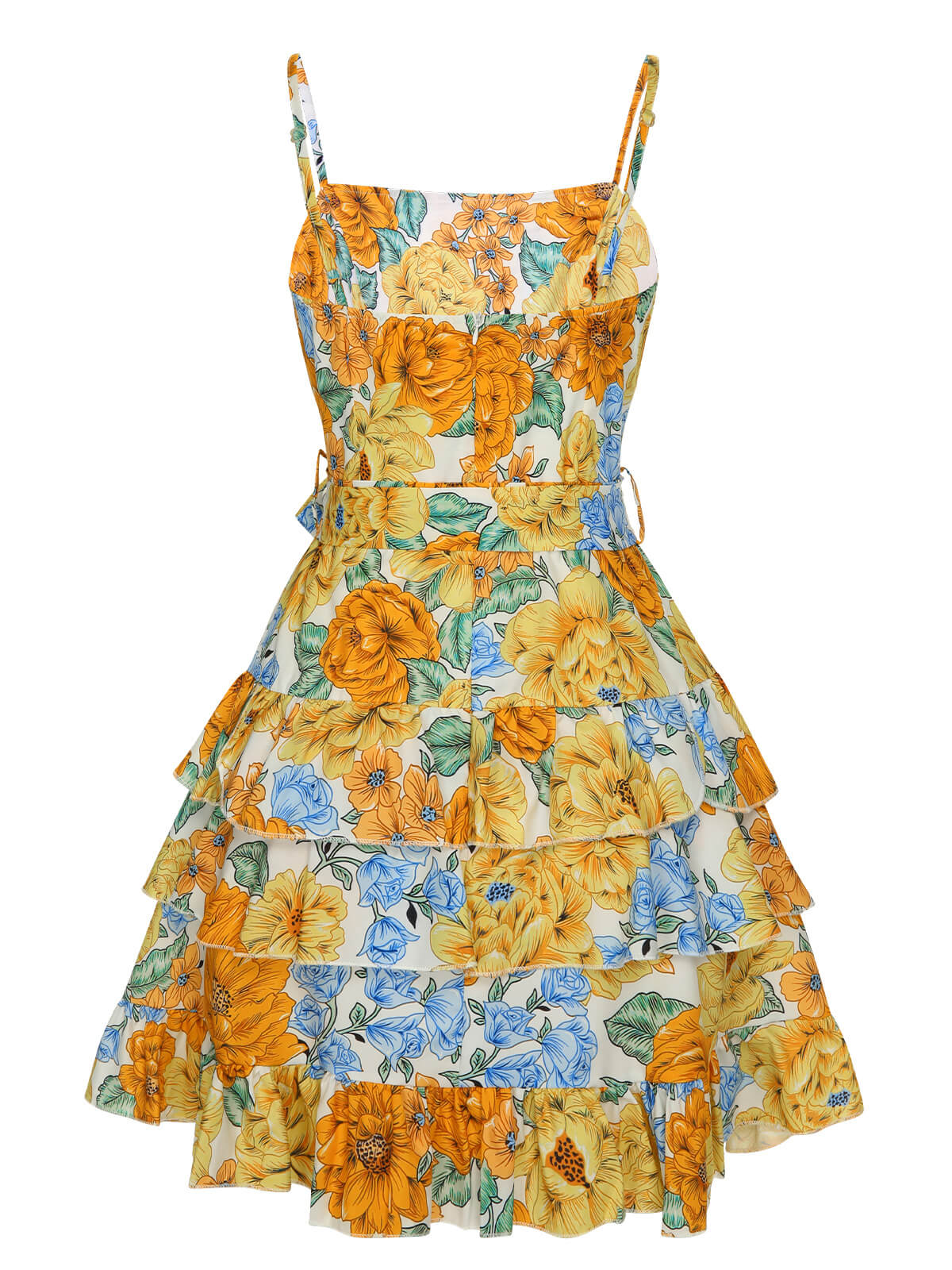 Multicolor Floral Layered Strap Dress