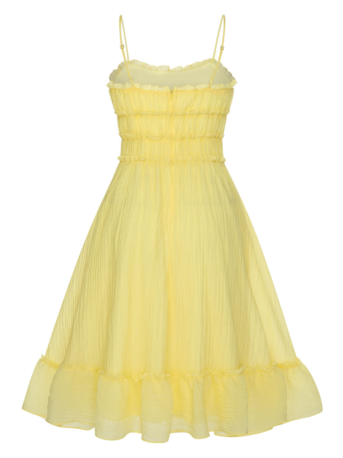 Yellow Spaghetti Strap Ruffle Hem Dress