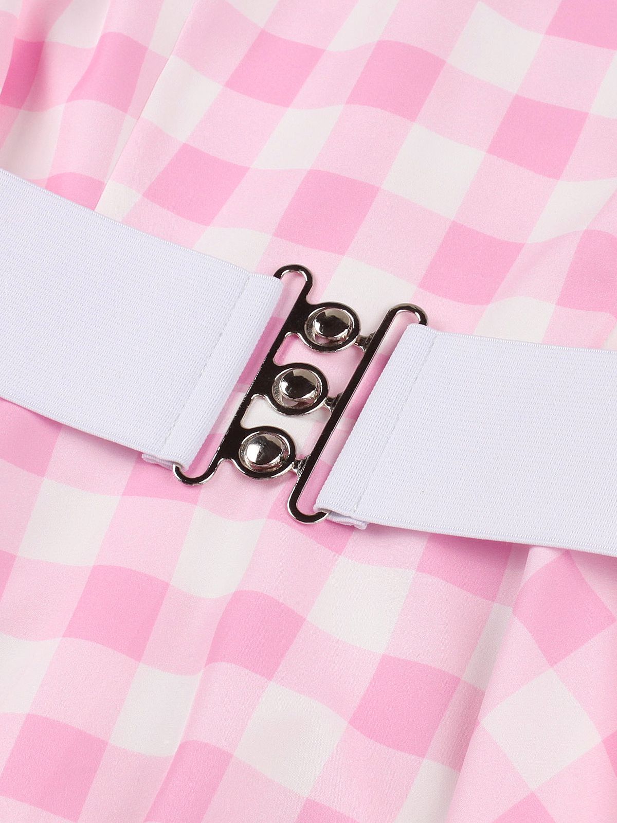 Light Pink Halter Plaids Belted Dress